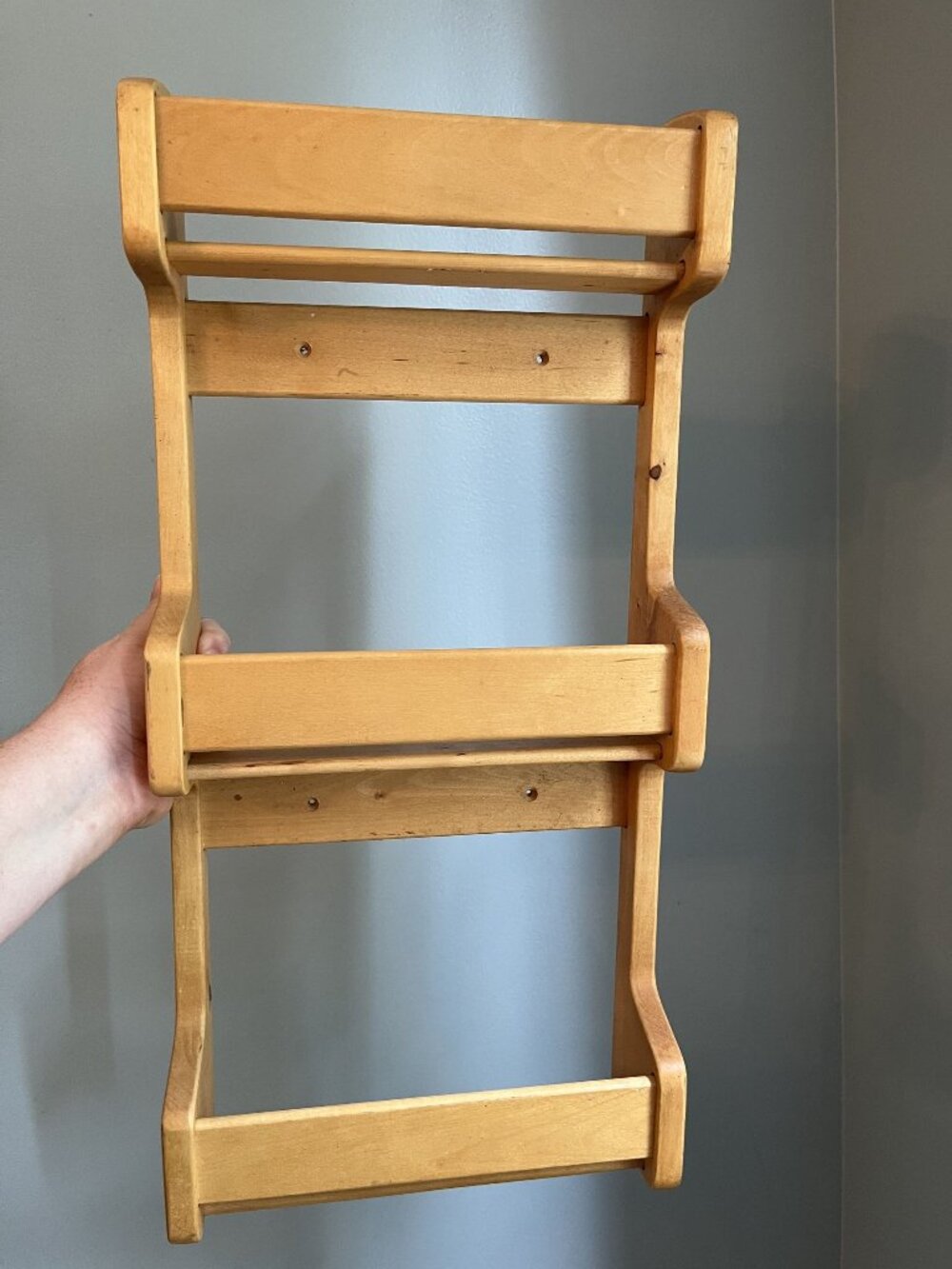 Vintage Wooden Maple Wall-Mount Spice Rack Shelf Kitchen Or Decorative Use